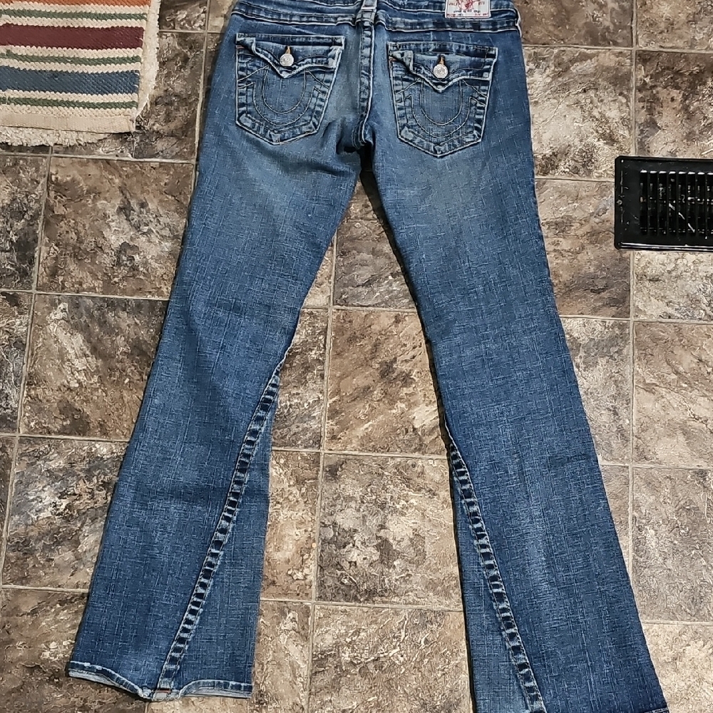 True Religion Women's Flare Low Rise Blue Jeans Size 28 - Picture 9 of 11